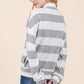 BOMBOM Striped Quarter Zip Drop Shoulder Sweatshirt - DAVERRI FASHIONS