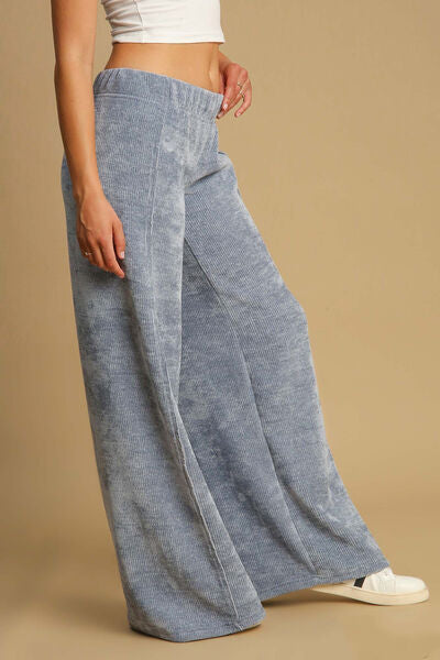 Umgee Elastic Waist Wide Leg Pants Pants