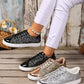 Sequin Lace Up Sneakers - DAVERRI FASHIONS