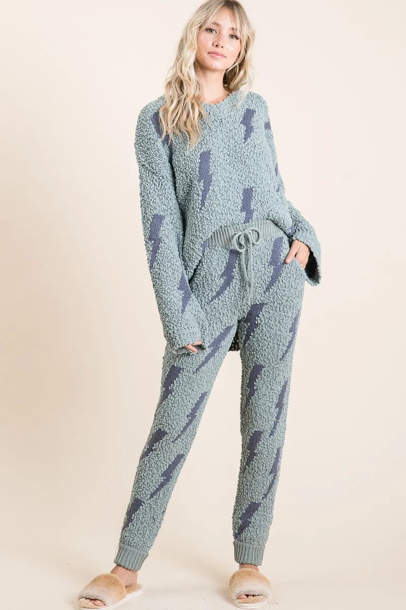 BiBi Cozy Soft Hairy Popcorn Sweater Pants | Pants Daverri Fashions