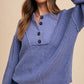 Annie Wear Half Button Ribbed Hem Sweater Sweaters