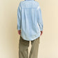 Davi & Dani Lightweight Washed Daisy Patch Waffle Knit Shirt Shirts