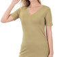 Cotton V-Neck Short Sleeve T-Shirt KHAKI T-Shirts