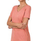 Cotton V-Neck Short Sleeve T-Shirt ASH ROSE S T-Shirts