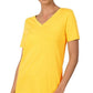 Cotton V-Neck Short Sleeve T-Shirt YELLOW M T-Shirts