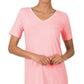 Cotton V-Neck Short Sleeve T-Shirt DUSTY PINK XL T-Shirts