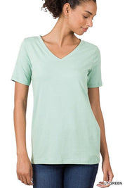 Cotton V-Neck Short Sleeve T-Shirt LT GREEN T-Shirts