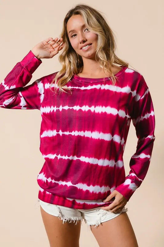 BiBi Tie Dye Print Terry Sweatshirt Sweatshirts