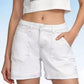 Daverri pocketed denim shorts: white with rolled cuffs and front pockets
