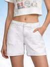 Daverri pocketed denim shorts: white with rolled cuffs and front pockets