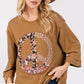 SAGE + FIG Floral Peace Patch Round Neck Top Caramel S Tops