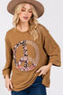 SAGE + FIG Floral Peace Patch Round Neck Top Caramel S Tops