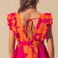 SO ME Floral V Neck Layered Dress with Elasticized Waist