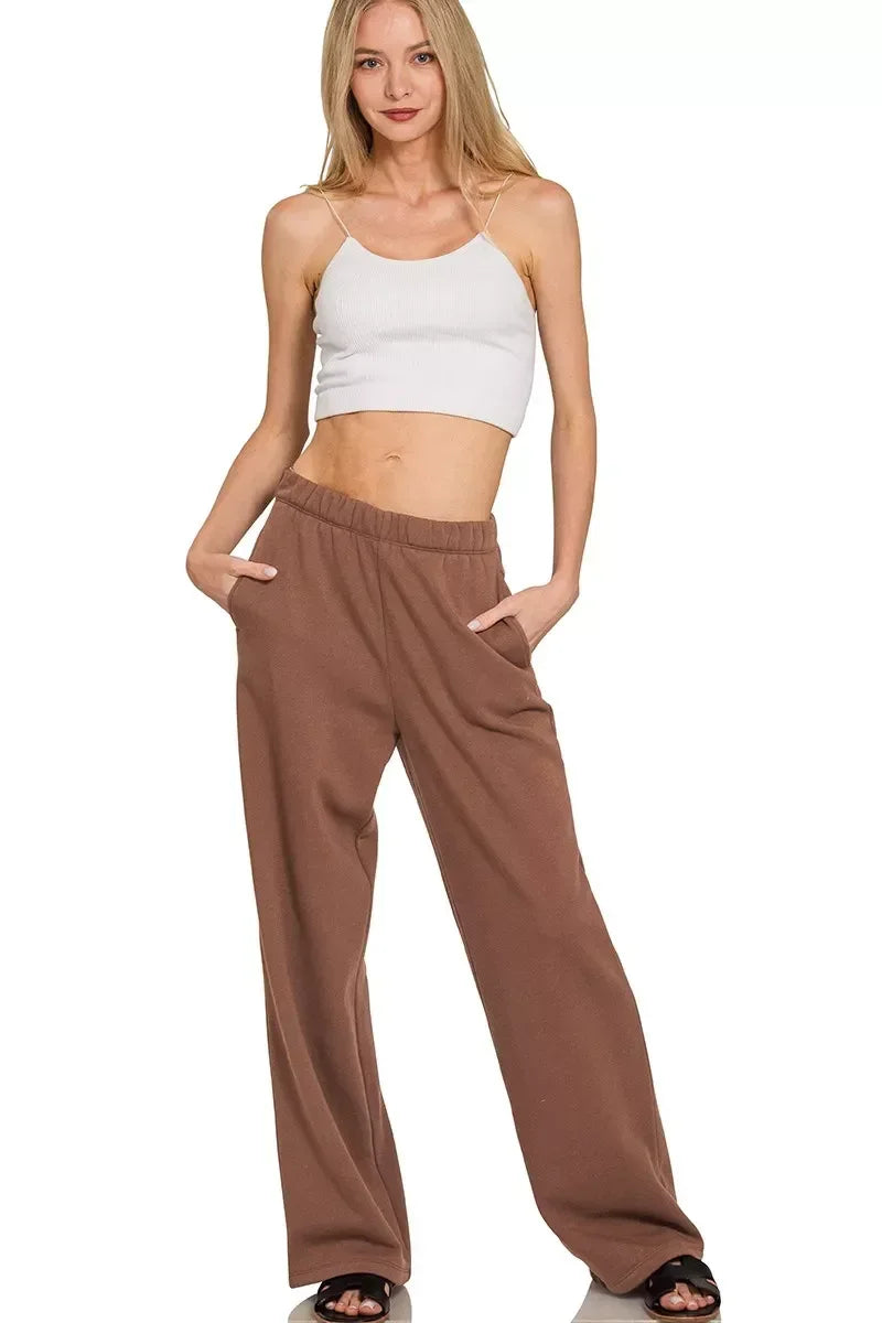 Zenana Fleece Sweatpant with Pockets - DAVERRI FASHIONS