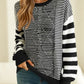 Striped Round Neck Dropped Shoulder Sweater - DAVERRI FASHIONS