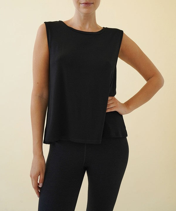 BAMBOO MUSCLE SLEEVLESS TOP BLACK