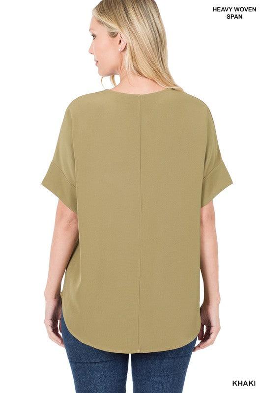 Split Neck Zenana Short Sleeve Top Shirts & Tops