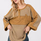 SAGE + FIG Star Applique Patch Exposed Seam Waffle Knit Top - DAVERRI FASHIONS