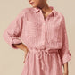 SO ME Textured Knit Button Front Romper DUSTY PINK S Rompers