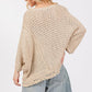 SAGE + FIG Distressed Asymmetrical Open Stitch Sweater - DAVERRI FASHIONS