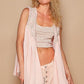 POL Embroidered Pearls Open Front Sleeveless Cardigan Apricot M Cardigans