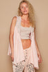 POL Embroidered Pearls Open Front Sleeveless Cardigan Apricot M Cardigans