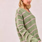 BiBi Striped Long Sleeve Sweater - DAVERRI FASHIONS