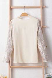 Sequin V-Neck Long Sleeve Blouse | Blouses Daverri Fashions