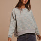 BiBi Mineral Washed Checkered Round Neck Denim Top - DAVERRI FASHIONS