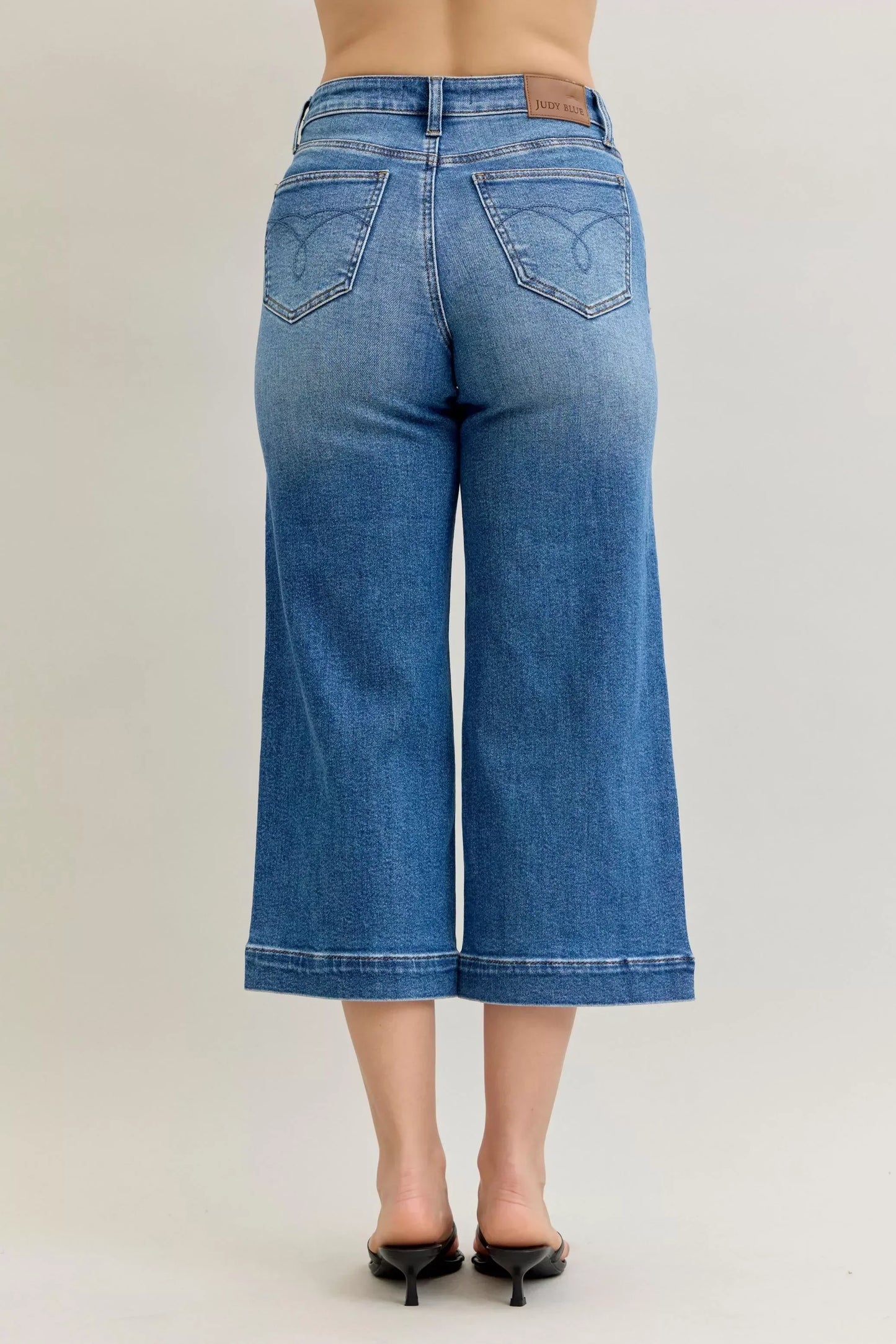 Judy Blue Mid Rise Crop Wide Leg Jeans - DAVERRI FASHIONS