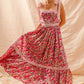 SO ME floral maxi dress in pink with lace trim and ribbon tie straps