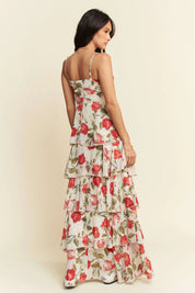 Davi & Dani Contrast Ring Lace Layered Ruffle Maxi Cami Dress | Cami Dresses Daverri Fashions