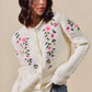 SO ME Floral Embroidered Coquette Sweater Cardigan - DAVERRI FASHIONS