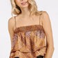 Mittoshop Paisley Patchwork Print Satin Ruffle Crop Cami - DAVERRI FASHIONS