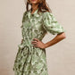 BiBi Tied Floral Short Sleeve Mini Shirt Dress - DAVERRI FASHIONS