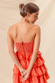 SO ME Strapless Ruffle Layered Game Day Cheer Up Dress | Mini Dresses Daverri Fashions