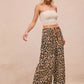 BiBi Leopard Print With Contrast Banded Wide Pants Pants