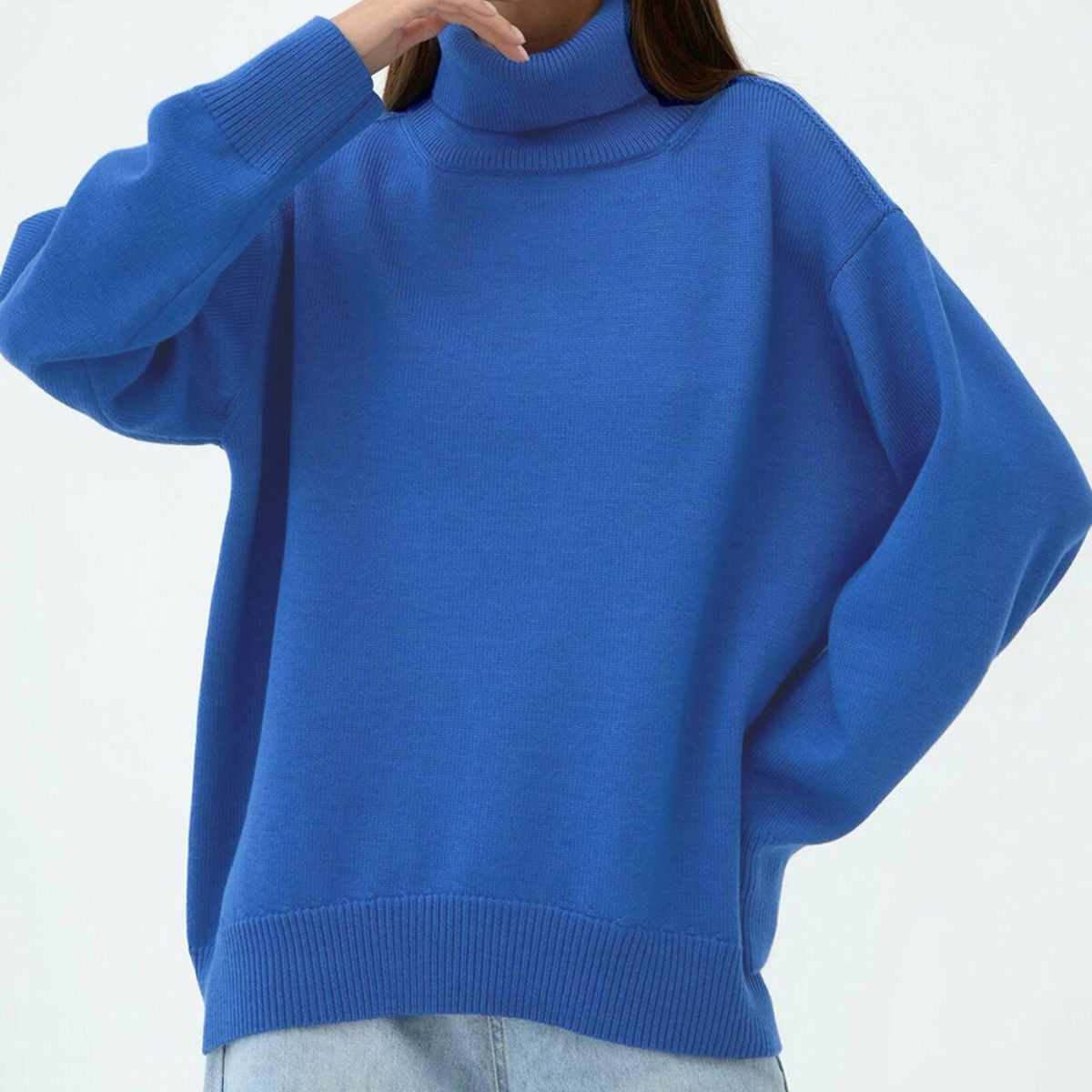 Turtle Neck Dropped Shoulder Sweater | Sweaters Daverri Fashions