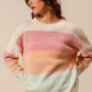 SO ME Multi Color Block Long Sleeve Sweater - DAVERRI FASHIONS