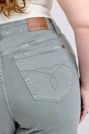 Judy Blue Full Size Hw Garment Dyed & Back Pkt Embroidery Shorts Plus Size | Daverri Fashions