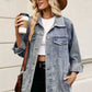 Button Up Long Sleeve Denim Jacket - DAVERRI FASHIONS