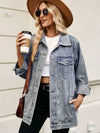 Button Up Long Sleeve Denim Jacket - DAVERRI FASHIONS