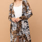 And The Why Leopard Kimono Open Front Longline Cardigan Cardigans