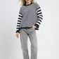 Umgee Ruffle Neck Stripe Sweater - DAVERRI FASHIONS
