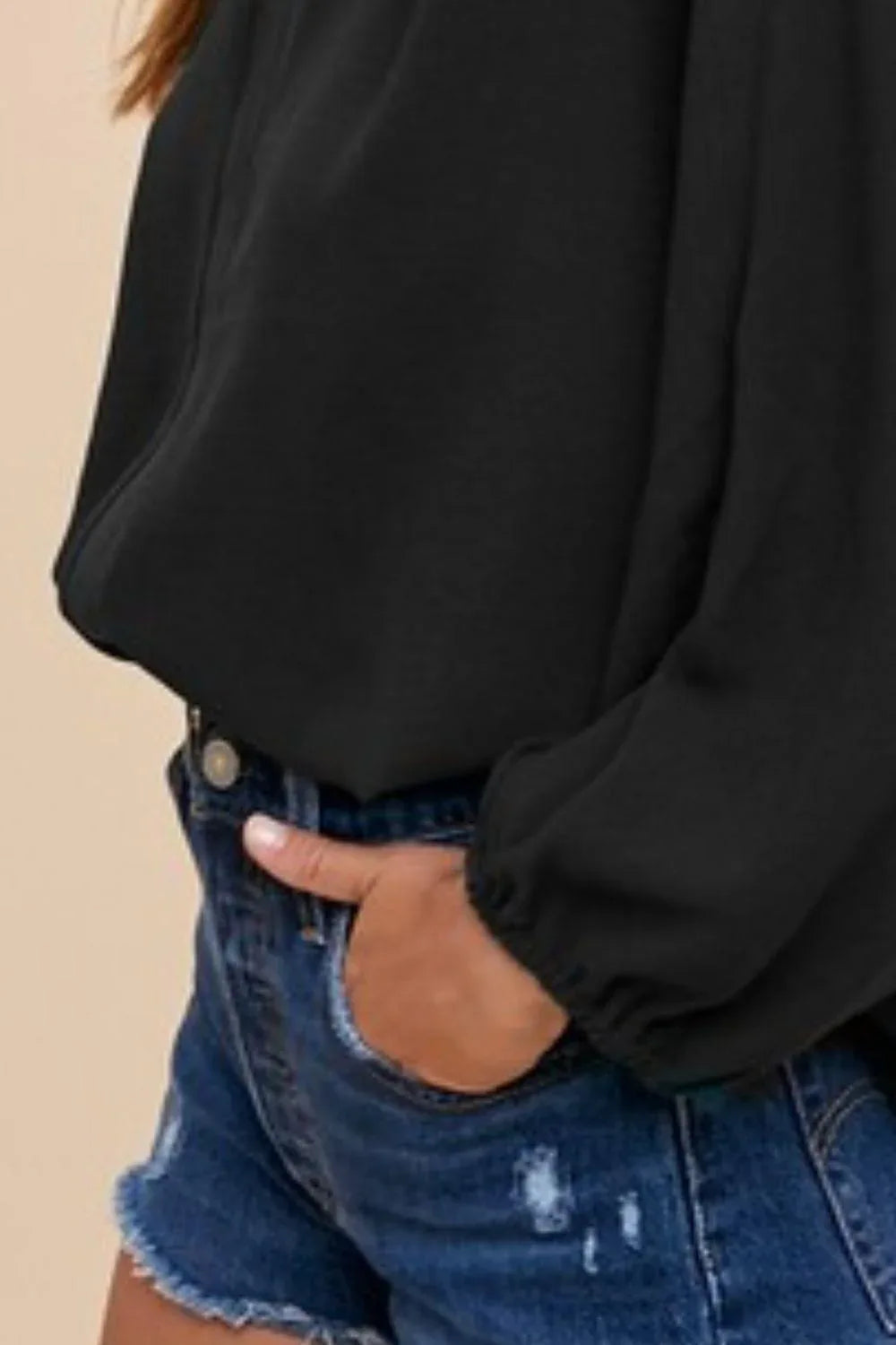 Annie Wear Notched Batwing Sleeve Blouse - DAVERRI FASHIONS