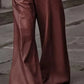 Daverri Fashions women’s faux leather high-waist wide flare pants in shiny copper
