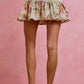 SO ME floral print fit and flare mini skirt in beige with pink green blossoms