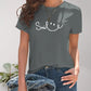 SMILE Round Neck Short Sleeve T-Shirt - DAVERRI FASHIONS