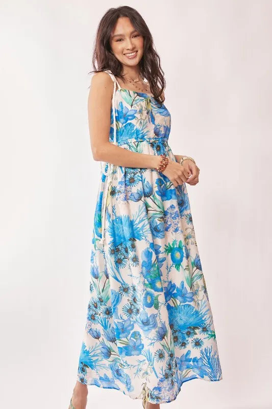 Davi & Dani Tropical Boho Printed Detail Cut Out Maxi Dress Maxi Dresses