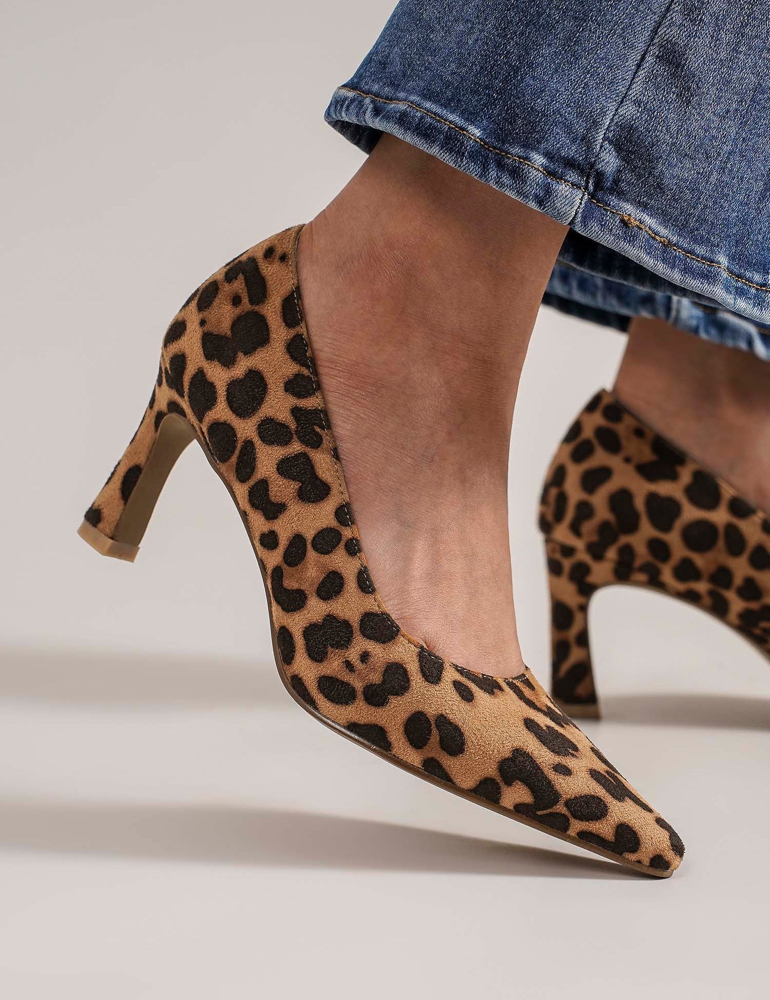 Beast Fashion Faux Suede Leopard Point Toe Pumps | PUMPS Daverri Fashions